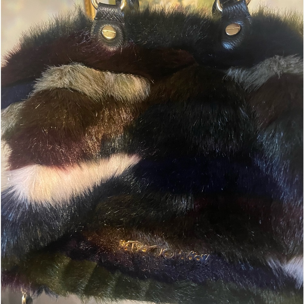 EUC Rare beautiful multicolored Betsey Johnson faux fur bag